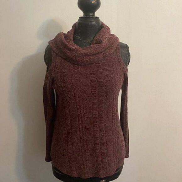 Lola Grace Burgundy Knit off the shoulder cowl neck sweater, size M - Picture 1 of 3